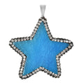 Blue Agate, White and Hematite Color Austrian Crystal Star Pendant Necklace in Silvertone 20 Inches - Sticky add to cart bar