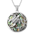 Abalone Shell Turtle Pendant Necklace 20 Inches in Stainless Steel - Sticky add to cart bar