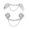 Set of 2 Austrian Crystal and White Glass Angel Wing & Victorian Style Shirt Ornament in Silvertone - Sticky add to cart bar