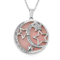 Lapis Lazuli, Austrian Crystal Celestial Starry Night Theme Pendant Necklace (20 Inches) in Stainless Steel 19.30 ctw