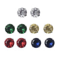 Set of 5 Simulated Multi Color Diamond Solitaire Stud Earrings in Stainless Steel 5.00 ctw - Sticky add to cart bar