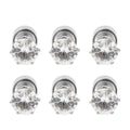 Set of 3 White Austrian Crystal White, Ruby and Sapphire Color LED Stud Earrings in Silvertone - Sticky add to cart bar