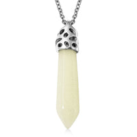 Blue Night Glow Resin Pendant Necklace (20 Inches) in Stainless Steel