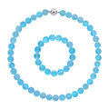 DOORBUSTER Simulated Aqua Blue Color Mystic Topaz Beaded Stretch Bracelet and Necklace (20 Inches) in Silvertone - Sticky add to cart bar