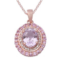 AAA Martha Rocha Kunzite and Multi Gemstone Cocktail Pendant Necklace 18 Inches in Vermeil Rose Gold Over Sterling Silver 4.50 ctw - Sticky add to cart bar