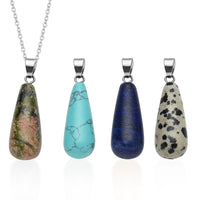 Green Aventurine, Sodalite, Opalite, Yellow Quartzite Set of 4 Pendants With Chain 20 Inches in Silvertone 64.00 ctw