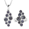 DOORBUSTER Purple Crystal Austrian Elongated Ring and Pendant Necklace 20 Inches in Stainless Steel - Sticky add to cart bar