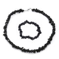 Black Obsidian Beaded Stretch Bracelet and Beaded Necklace (18 Inches) in Sterling Silver 170.00 ctw - Sticky add to cart bar