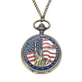 STRADA Japanese Movement Antique Statue of Liberty with American Flag Pattern Pocket Watch with Chain (31 Inches) (Ships in 5-7 Business Days) - Sticky add to cart bar
