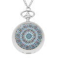 STRADA Japanese Movement Blue & Black Flower Pattern Rotating Pocket Watch with Rosetone Chain (31 Inches) - Sticky add to cart bar