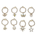 Set of 8 Resin, Simulated Pearl, Austrian Crystal and Enameled Charm with Chain (3.5)  Inches in Goldtone - Sticky add to cart bar