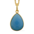 Reconstitute Turquoise Face Pear Pendant Necklace 18 Inches in Goldtone 10.00 ctw - Sticky add to cart bar