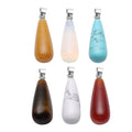 PICK OF THE SHOW Set of 6 Tiger's Eye, Red Agate, Yellow Quartzite, White Howlite, Blue Howlite and Opalite Long Drop Shape Pendant in Silvertone 72.00 ctw - Sticky add to cart bar