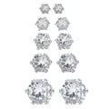 Set of 5 Simulated Diamond Solitaire Stud Earrings in Stainless Steel 2.70 ctw - Sticky add to cart bar