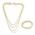 Multi Layer Snake Chain Bracelet (8In) and Necklace 20 Inches in ION Plated Rose Gold Stainless Steel 48.35 Grams - Sticky add to cart bar