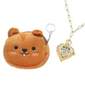 STRADA Japanese Movement Heart Shape Pocket Watch in Rosetone with Paper Clip Chain (31 Inches) and Teddy Bear Wallet (Ships in 7-10 Business Days) - Sticky add to cart bar