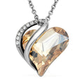 Red and White Austrian Crystal Heart Pendant Necklace (18 Inches) in Silvertone and Stainless Steel - Sticky add to cart bar