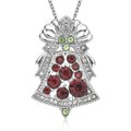 Multi Color Austrian Crystal Jingle Bell Shape Pendant Necklace 20 Inches in Stainless Steel - Sticky add to cart bar
