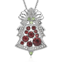 Multi Color Austrian Crystal Jingle Bell Shape Pendant Necklace 20 Inches in Stainless Steel