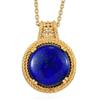 Karis Lapis Lazuli Solitaire Pendant in 18K YG Plated with ION Plated Yellow Gold Stainless Steel Necklace 20 Inches 10.50 ctw