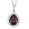 Orissa Rhodolite Garnet and Natural White Zircon Pendant Necklace 20 Inches in Platinum Over Sterling Silver 2.90 ctw - Sticky add to cart bar
