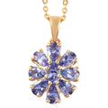 Tanzanite Flower Pendant Necklace 20 Inches in Vermeil Yellow Gold Over Sterling Silver 1.75 ctw - Sticky add to cart bar