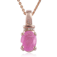 Premium Ilakaka Hot Pink Sapphire (FF) and Diamond Pendant Necklace 20 Inches in Vermeil Rose Gold Over Sterling Silver 1.90 ctw