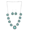 Kingman Turquoise Dangle Earrings and Necklace 18 Inches in Sterling Silver 15.20 ctw - Sticky add to cart bar