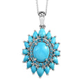 Sleeping Beauty Turquoise and Neon Apatite Cocktail Pendant Necklace 20 Inches in Platinum Over Sterling Silver 7.65 ctw - Sticky add to cart bar