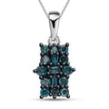 Blue Diamond Cluster Pendant Necklace in Rhodium and Platinum Plated Sterling Silver, Diamond Jewelry For Women, 18 Inches 0.50 ctw - Sticky add to cart bar