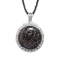 Matrix Silver Shungite and Thai Black Spinel Beaded Pendant Necklace 20 Inches in Platinum Over Copper 93.70 ctw - Sticky add to cart bar