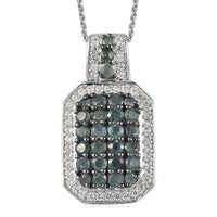 Narsipatnam Alexandrite and Natural White Zircon Cluster Pendant Necklace 20 Inches in Platinum Over Sterling Silver 2.00 ctw