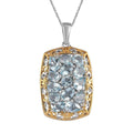 Premium Mangoro Aquamarine and Zircon Cluster Pendant Necklace 20 Inches in Vermeil YG and Platinum Over Sterling Silver 5.75 ctw - Sticky add to cart bar
