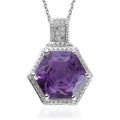 Amethyst and Natural White Zircon Pendant Necklace 20 Inches in Platinum Over Sterling Silver 7.25 ctw - Sticky add to cart bar