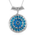 Malgache Neon Apatite and White Zircon Floral Pendant Necklace 20 Inches in Platinum Over Sterling Silver 5.70 ctw - Sticky add to cart bar