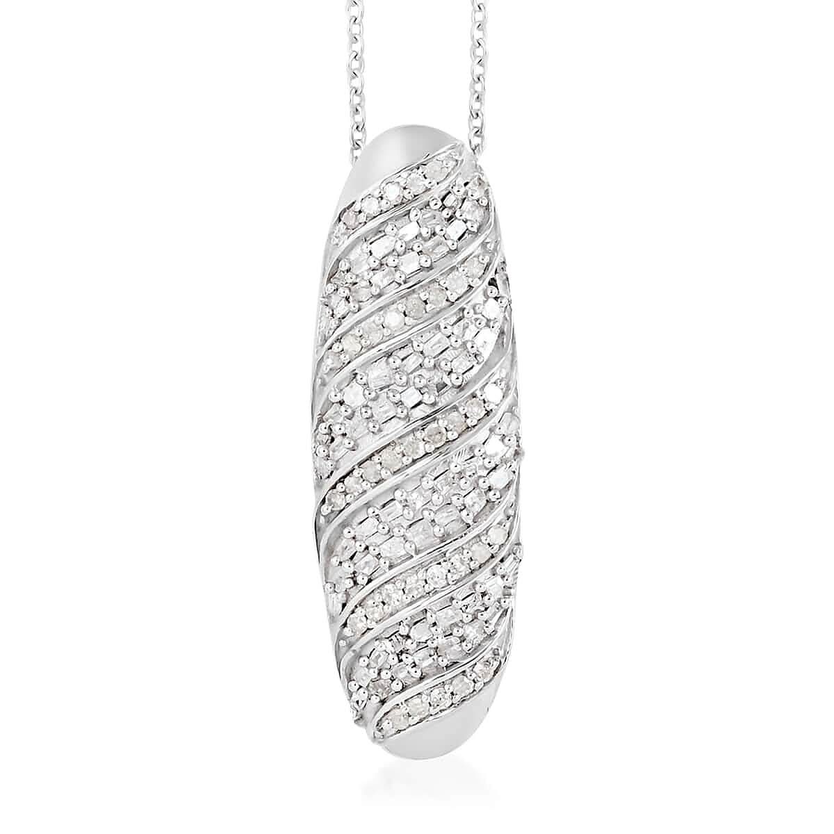 Diamond Pendant Necklace 18 Inches in Platinum Over Sterling Silver 0.50 ctw