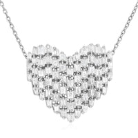 Diamond Heart Pendant Necklace 18 Inches in Platinum Over Sterling Silver 0.50 ctw