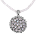 Artisan Crafted Kuisa Rainbow Moonstone Pendant with Beaded Necklace 20 Inches in Platinum Over Sterling Silver 85.40 ctw - Sticky add to cart bar