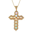 Premium Ethiopian Welo Opal Cross Pendant Necklace in Vermeil Yellow Gold Over Sterling Silver (20 Inches) 4.85 ctw - Sticky add to cart bar