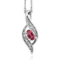 Ouro Fino Rubellite and White Zircon Pendant Necklace 20 Inches in Platinum Over Sterling Silver 0.30 ctw
