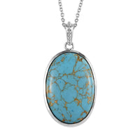 Mojave Purple Turquoise Pendant Necklace 24 Inches in 14K YG & Platinum Over Copper with Magnet and Stainless Steel 30.00 ctw