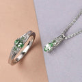 Natural Tsavorite Garnet and Diamond Accent Ring and Pendant Necklace 20 Inches in Platinum Over Sterling Silver 0.60 ctw - Sticky add to cart bar