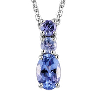 Tanzanite Drop Pendant Necklace 20 Inches in Platinum Over Sterling Silver 0.65 ctw