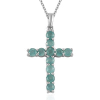 Premium Grandidierite Cross Pendant Necklace 20 Inches in Platinum Over Sterling Silver 1.65 ctw
