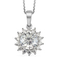 Concave Cut Moissanite VS-EF Sunburst Pendant Necklace 20 Inches in Platinum Over Sterling Silver 2.60 ctw - Sticky add to cart bar