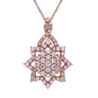 Natural Pink Diamond I3 Floral Pendant Necklace 18 Inches in Vermeil Rose Gold Over Sterling Silver 1.00 ctw