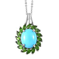 TLV AMERICAN Natural Sleeping Beauty Turquoise, Multi-Tourmaline Halo Pendant Necklace (20 Inches) in Platinum Over Sterling Silver 4.30 ctw - Sticky add to cart bar