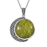 Connemara Marble Pendant Necklace, Celestial Pendant Necklace, Silver Moon Pendant Necklace, Black Oxidized Sterling Silver Pendant Necklace, 20 Inch Pendant Necklace 20.00 ctw