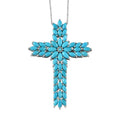 Sleeping Beauty Turquoise Cross Pendant Necklace (20 Inches) in Platinum Over Sterling Silver - Sticky add to cart bar