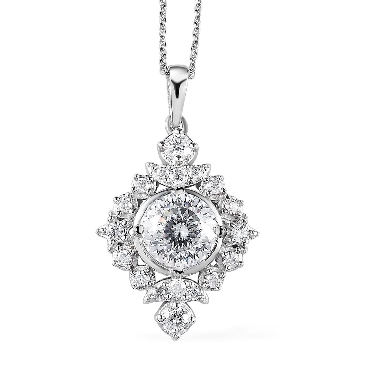 120 Facet Moissanite Celestial Pendant Necklace 20 Inches in Platinum Over Sterling Silver 2.40 ctw